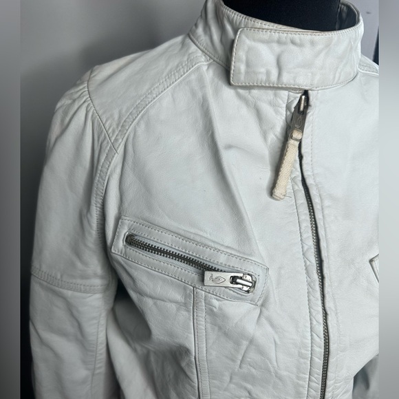 Vintage Diesel White Leather Zip-Up Jacket - Picture 4 of 17